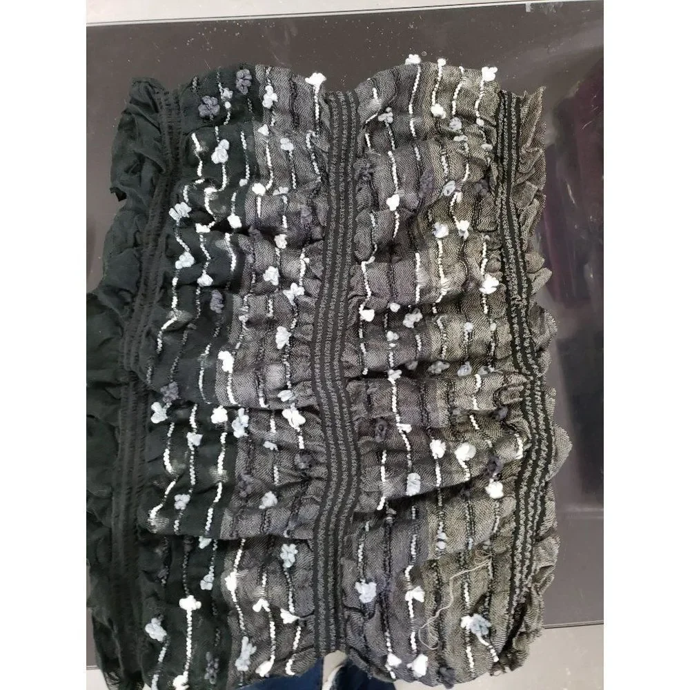 Anthropologie Gray black ombre Ruffle polyester‎ Infinity scarf